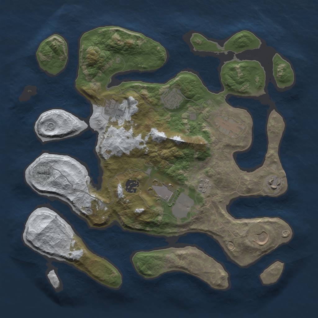 Rust Map: Barren, Size: 3500, Seed: 4369148, 11 Monuments