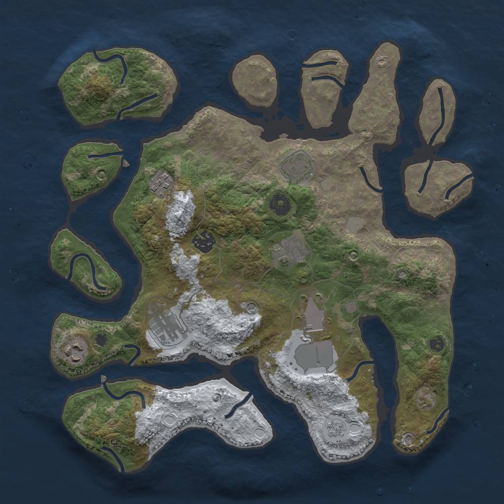 Rust Map: Procedural Map, Size: 3500, Seed: 4451016, 14 Monuments