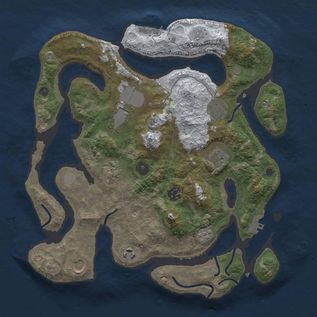 Rust Map: Procedural Map, Size: 3500, Seed: 4756310, 17 Monuments