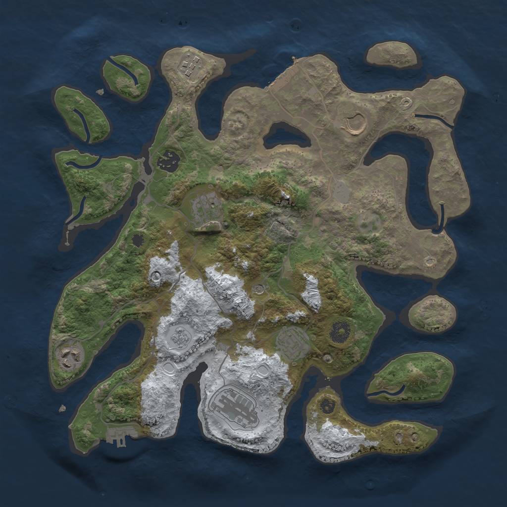 Rust Map: Procedural Map, Size: 3500, Seed: 1030559, 16 Monuments