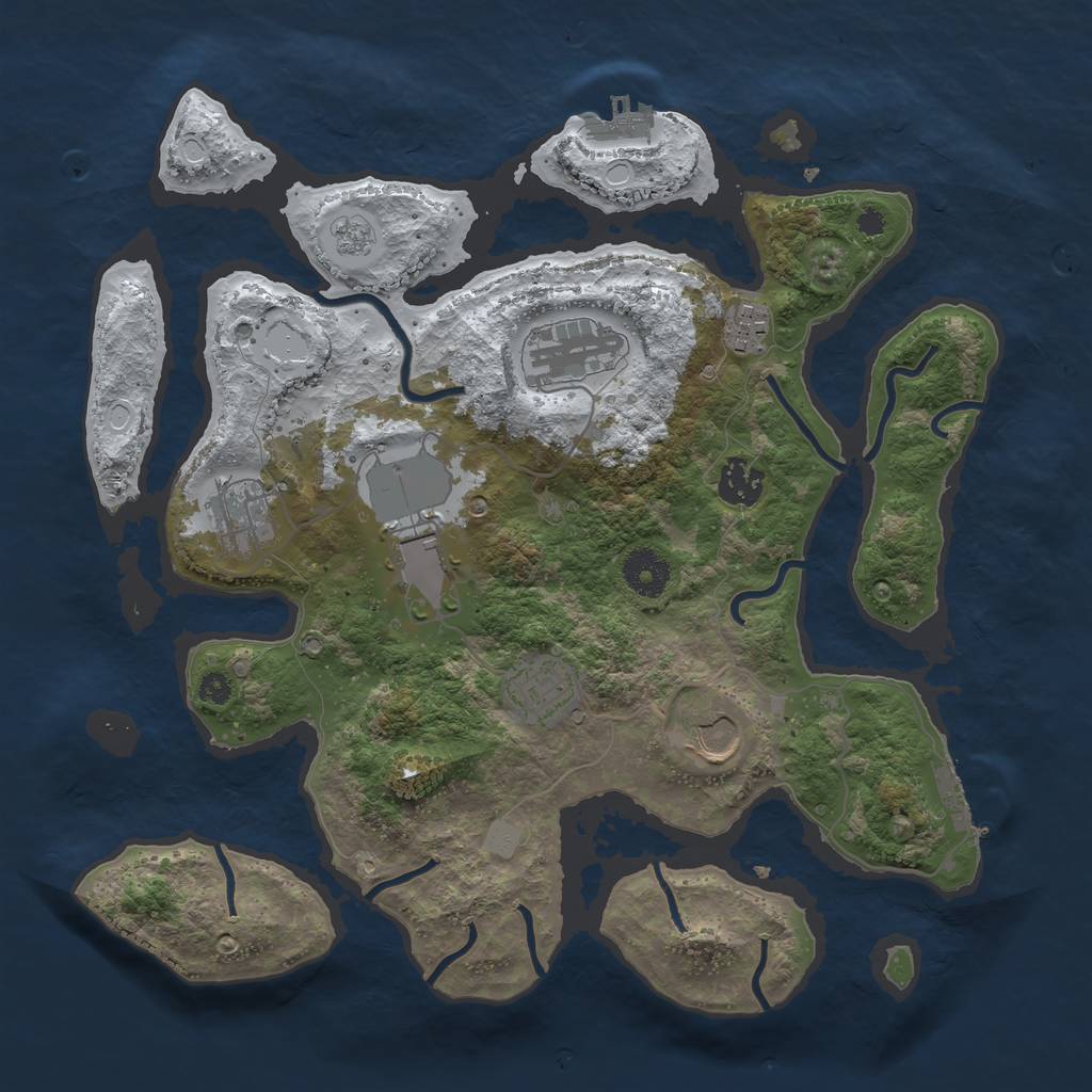 Rust Map: Procedural Map, Size: 3500, Seed: 6258687, 15 Monuments