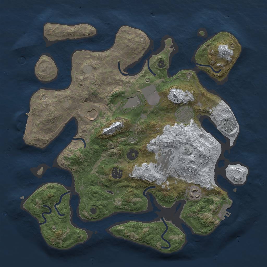 Rust Map: Procedural Map, Size: 3500, Seed: 3897741, 15 Monuments