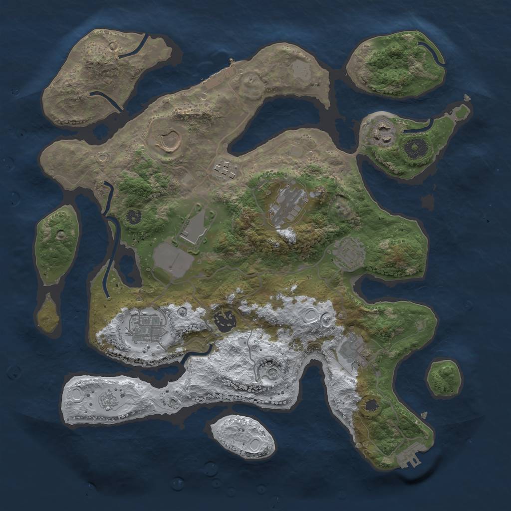 Rust Map: Procedural Map, Size: 3500, Seed: 712962, 18 Monuments
