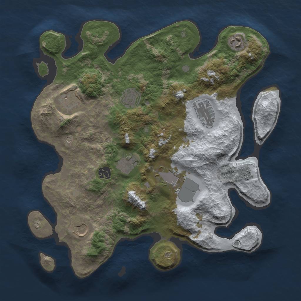 Rust Map: Barren, Size: 3500, Seed: 6012126, 12 Monuments