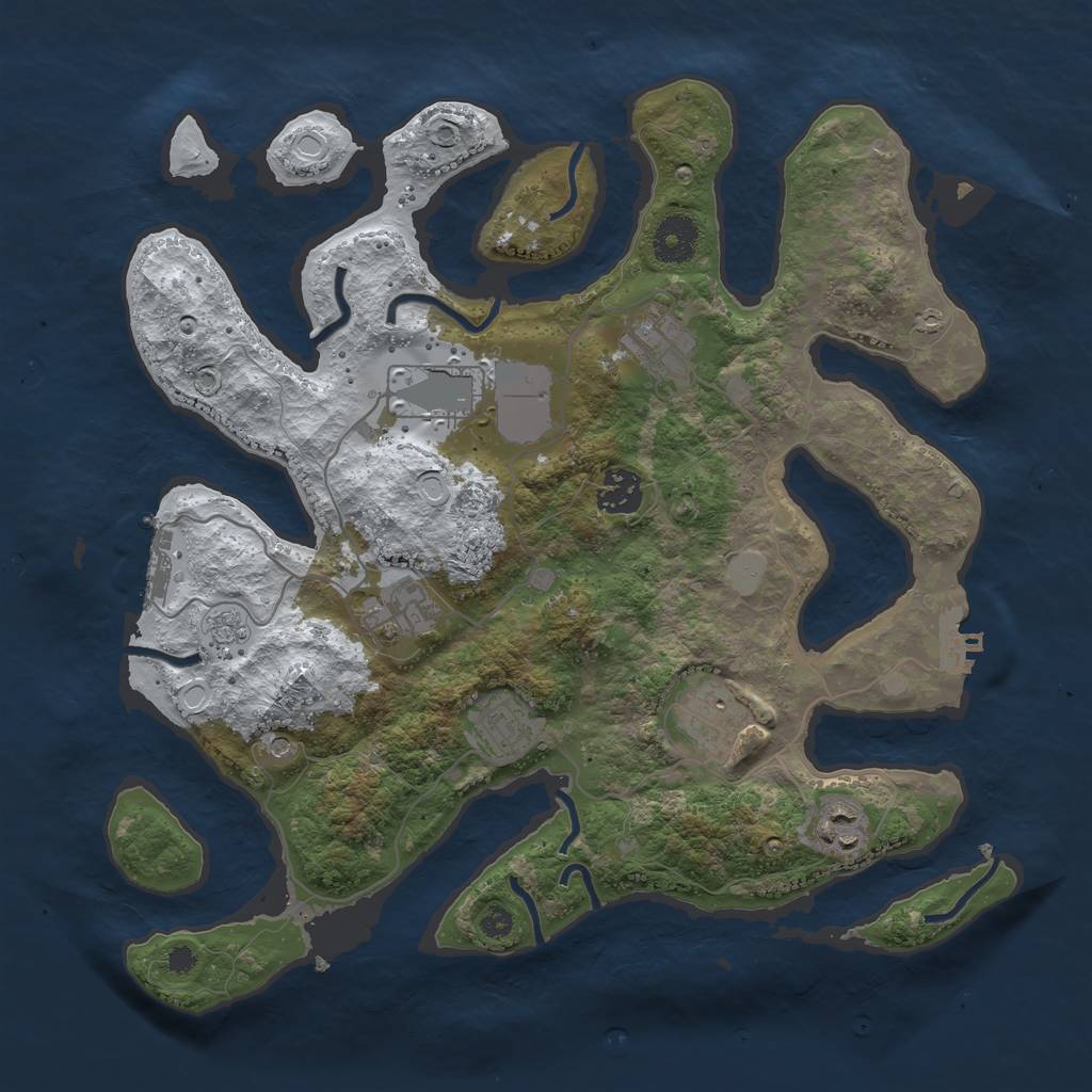 Rust Map: Procedural Map, Size: 3500, Seed: 2313850, 16 Monuments