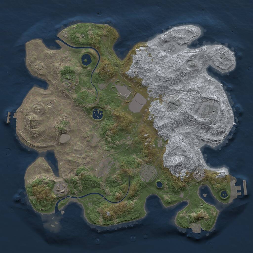 Rust Map: Procedural Map, Size: 3500, Seed: 2164876, 14 Monuments