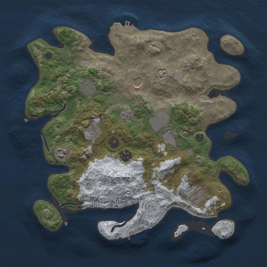 Rust Map: Procedural Map, Size: 3500, Seed: 3462704, 17 Monuments