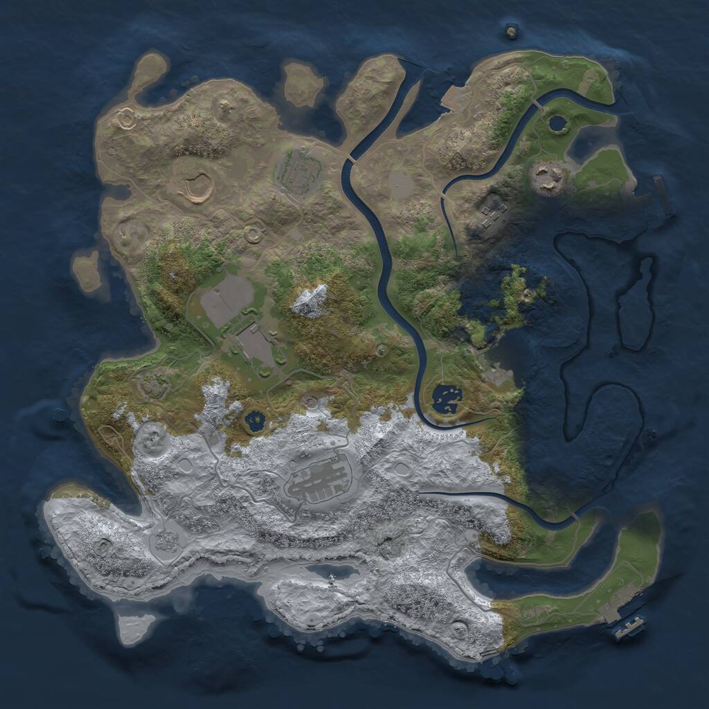 Rust Map: Procedural Map, Size: 3500, Seed: 4539186, 14 Monuments