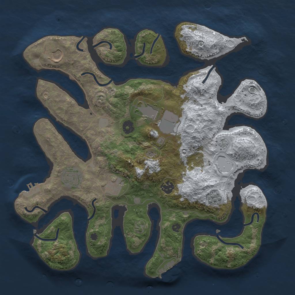 Rust Map: Procedural Map, Size: 3500, Seed: 2492860, 15 Monuments