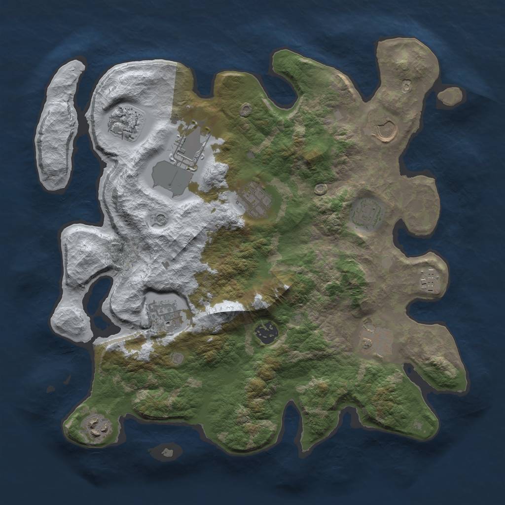 Rust Map: Barren, Size: 3500, Seed: 5882888, 13 Monuments