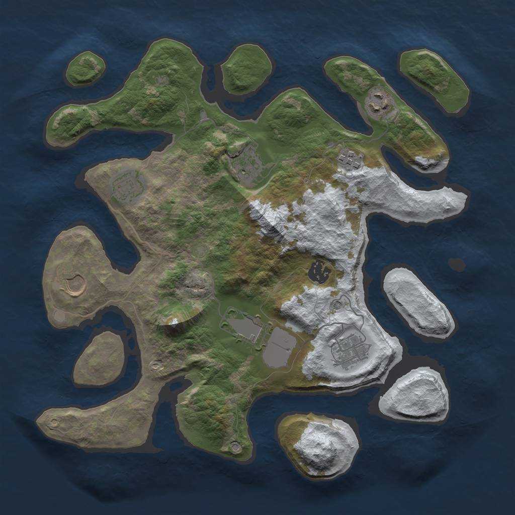 Rust Map: Barren, Size: 3500, Seed: 6347718, 11 Monuments