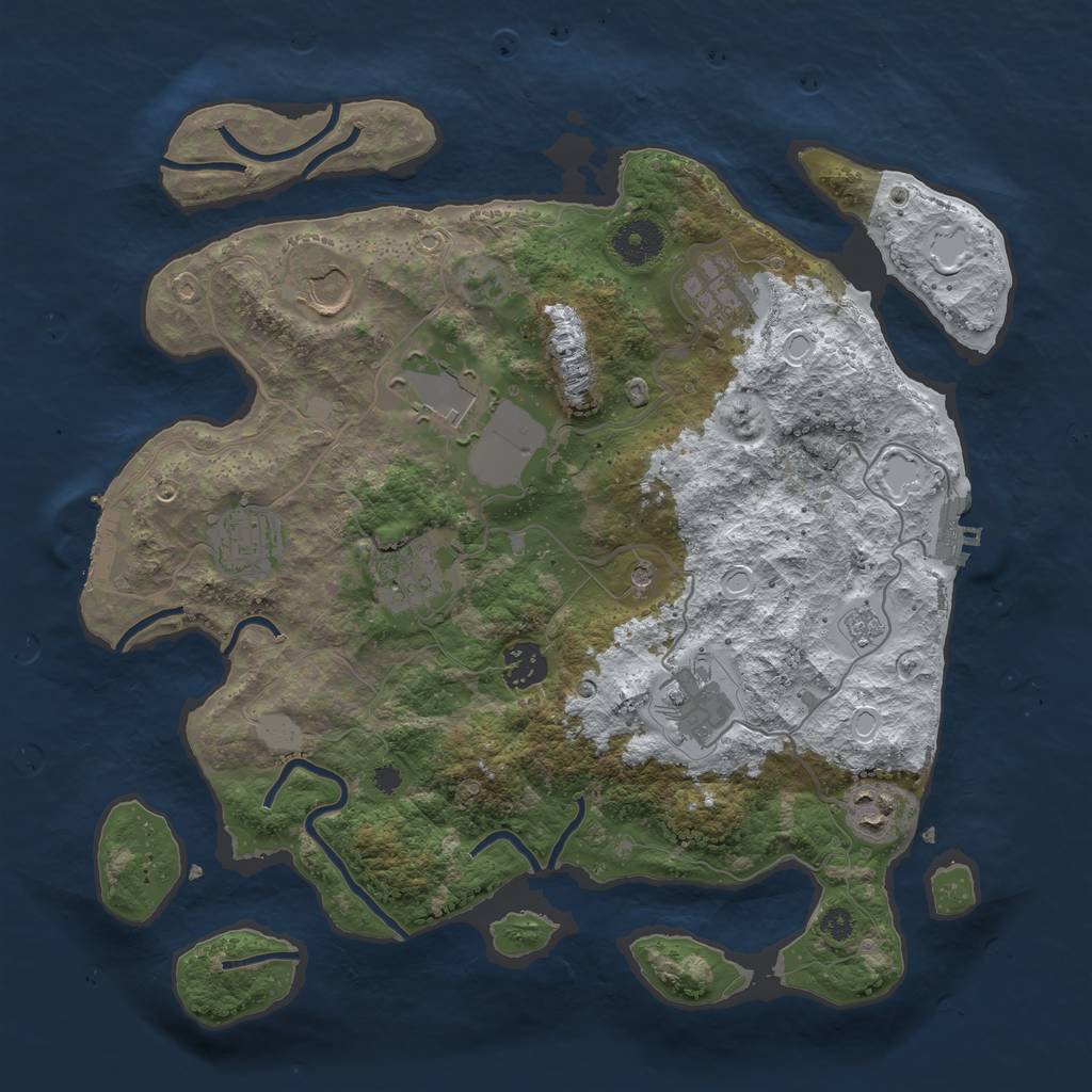 Rust Map: Procedural Map, Size: 3500, Seed: 5493784, 17 Monuments