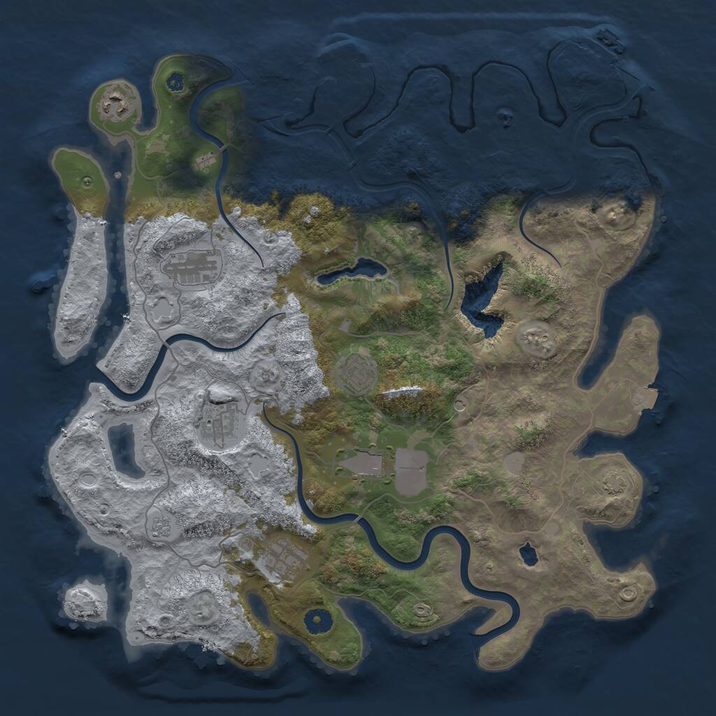 Rust Map: Procedural Map, Size: 4000, Seed: 4647463, 12 Monuments