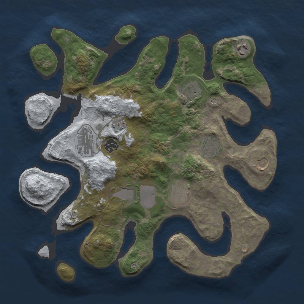 Rust Map: Barren, Size: 3500, Seed: 2948761, 12 Monuments