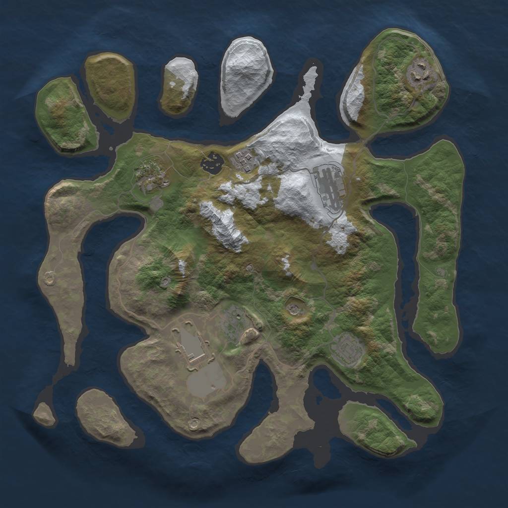 Rust Map: Barren, Size: 3500, Seed: 4274172, 11 Monuments