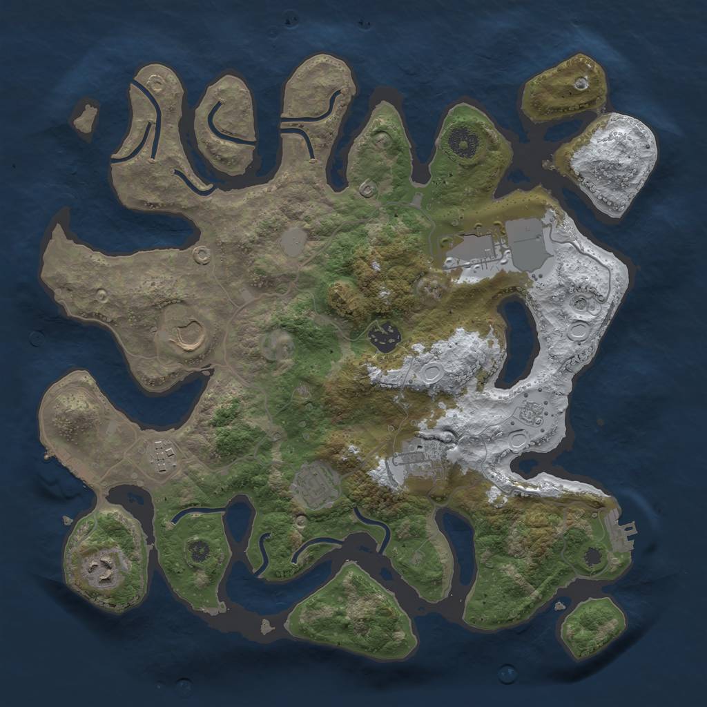 Rust Map: Procedural Map, Size: 3500, Seed: 4995513, 16 Monuments