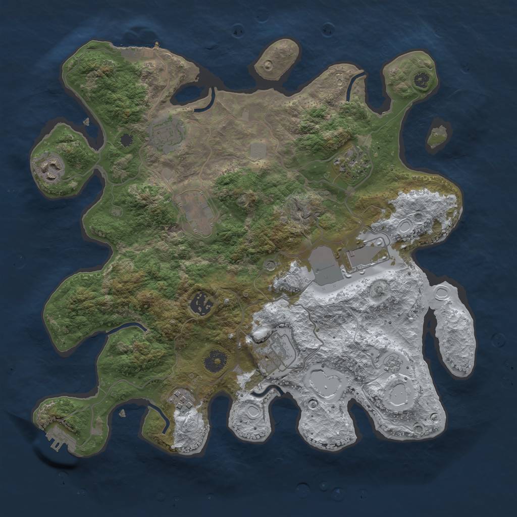 Rust Map: Procedural Map, Size: 3500, Seed: 7233, 17 Monuments