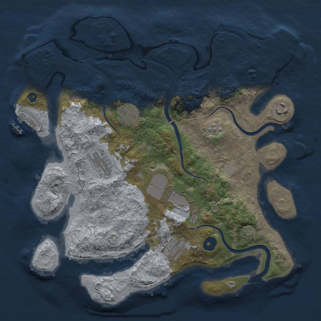 Rust Map: Procedural Map, Size: 3500, Seed: 279534, 12 Monuments