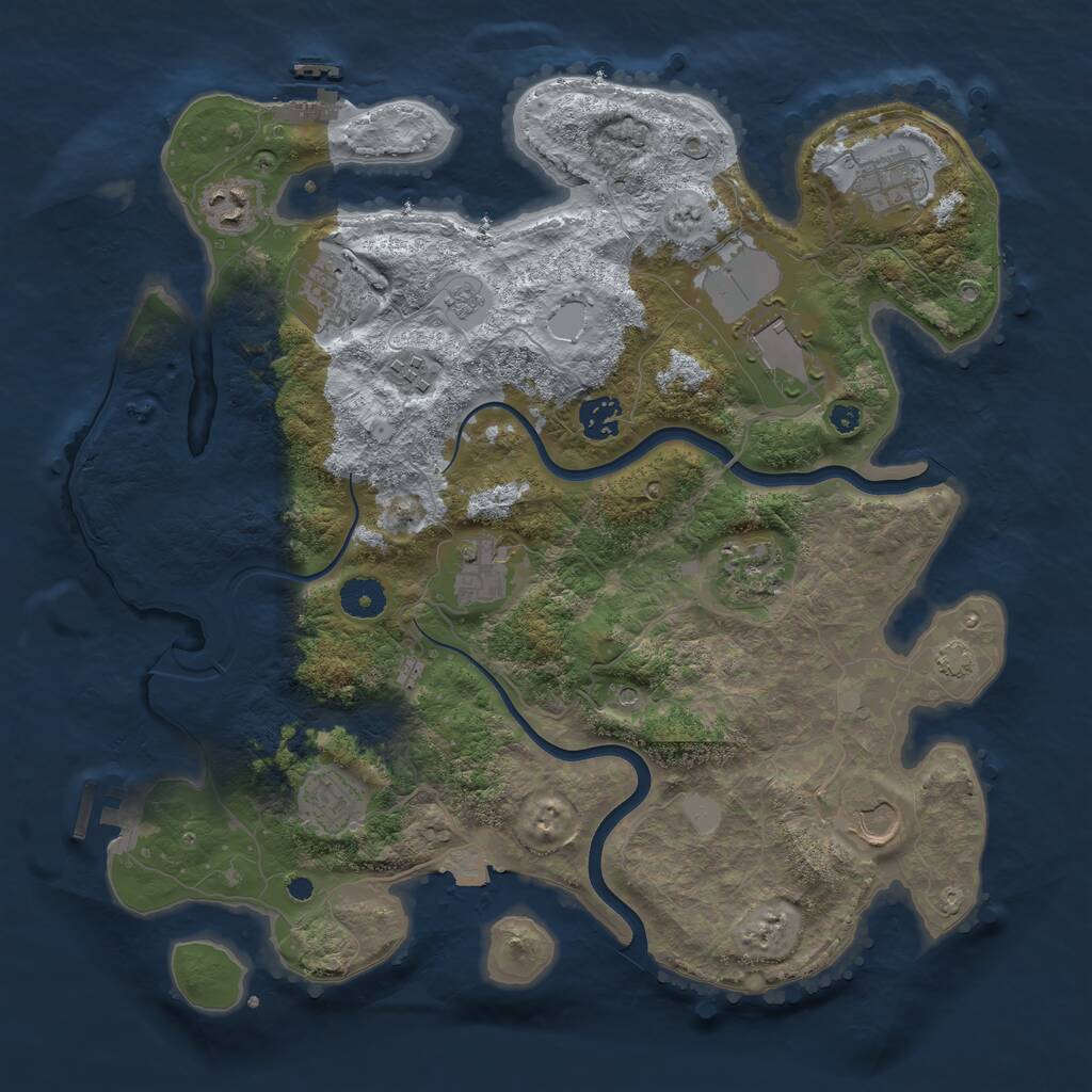 Rust Map: Procedural Map, Size: 3750, Seed: 3197223, 16 Monuments