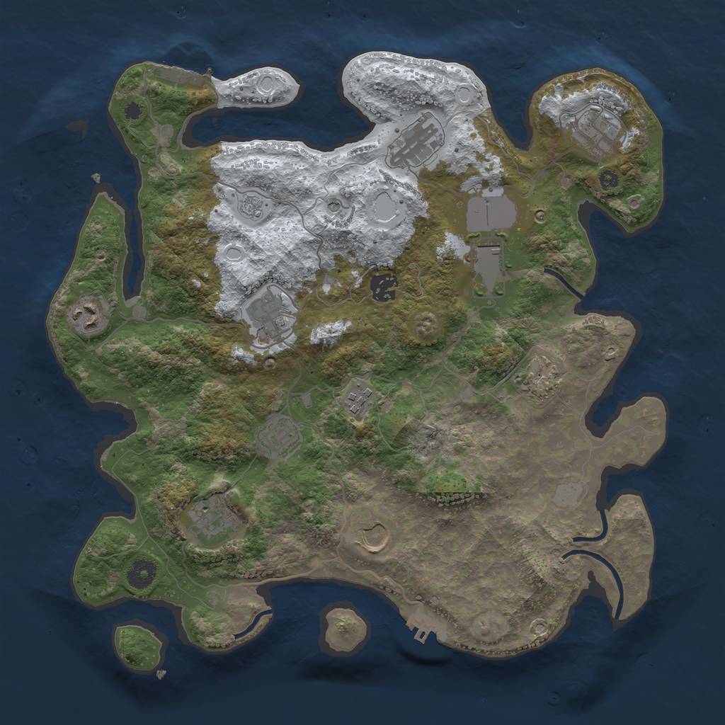 Rust Map: Procedural Map, Size: 3750, Seed: 3197223, 20 Monuments