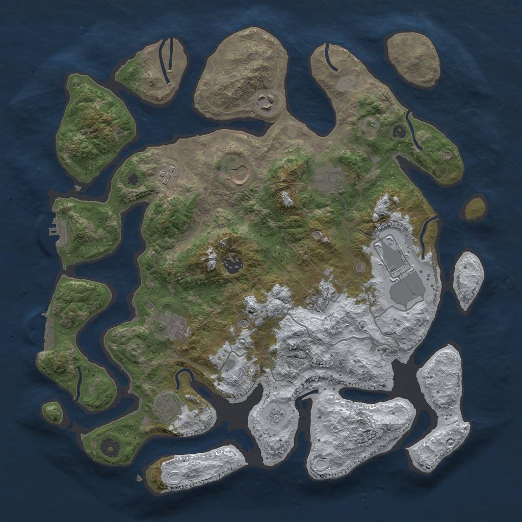 Rust Map: Procedural Map, Size: 4000, Seed: 1843068, 18 Monuments