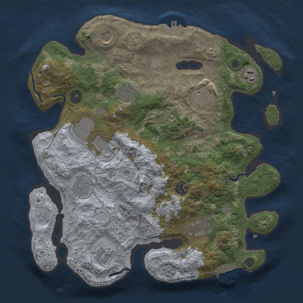 Rust Map: Procedural Map, Size: 3500, Seed: 3574314, 17 Monuments