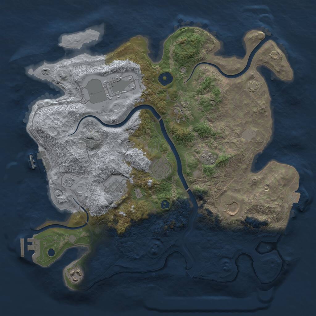 Rust Map: Procedural Map, Size: 3500, Seed: 4197162, 13 Monuments