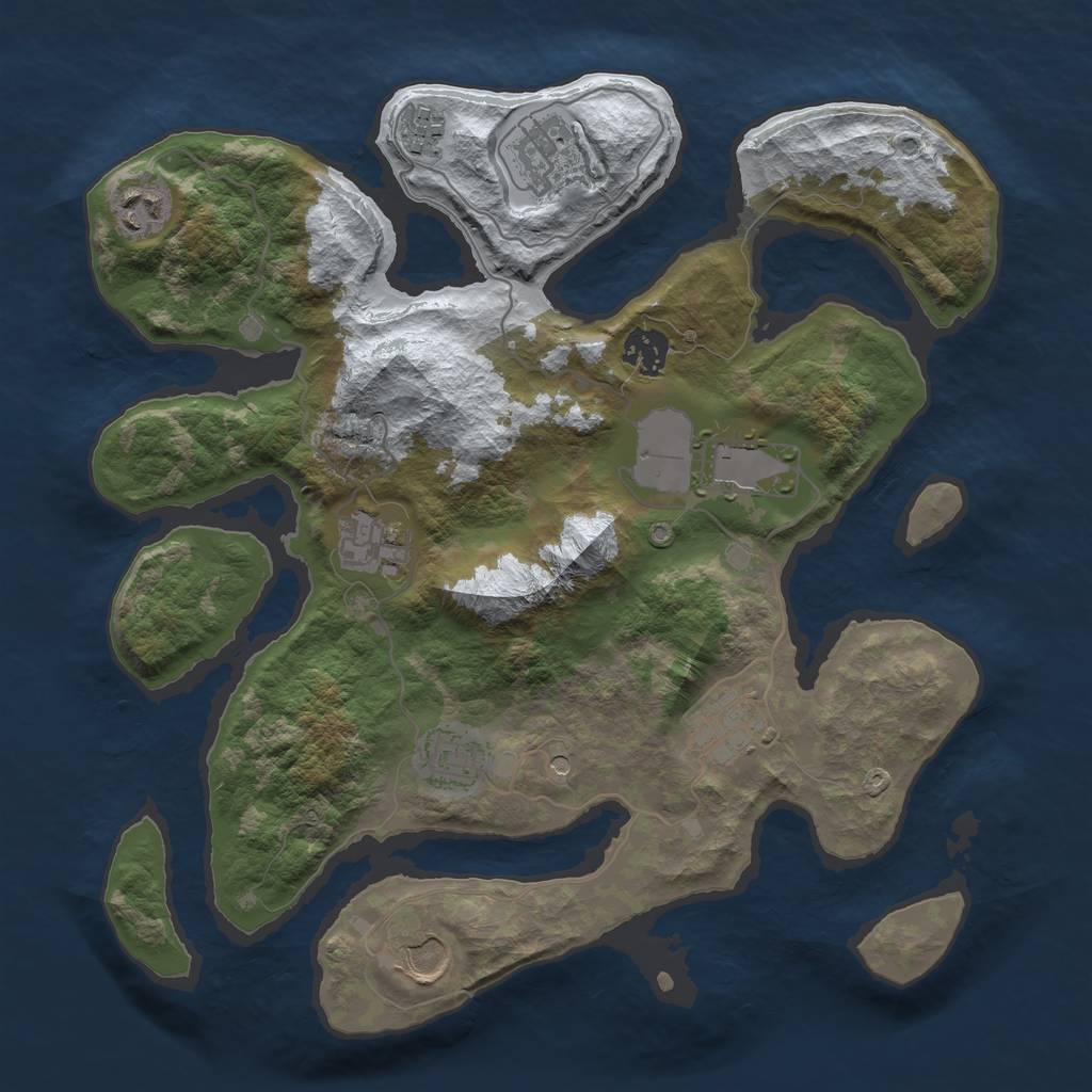 Rust Map: Barren, Size: 3500, Seed: 3988295, 12 Monuments