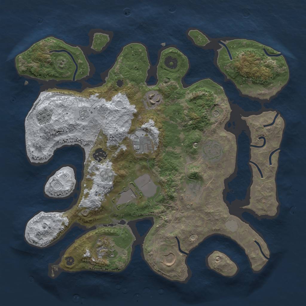 Rust Map: Procedural Map, Size: 3500, Seed: 1812374, 16 Monuments