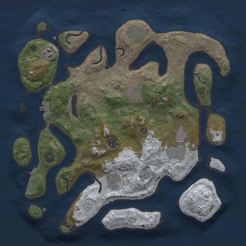 Rust Map: Procedural Map, Size: 3500, Seed: 4302337, 16 Monuments