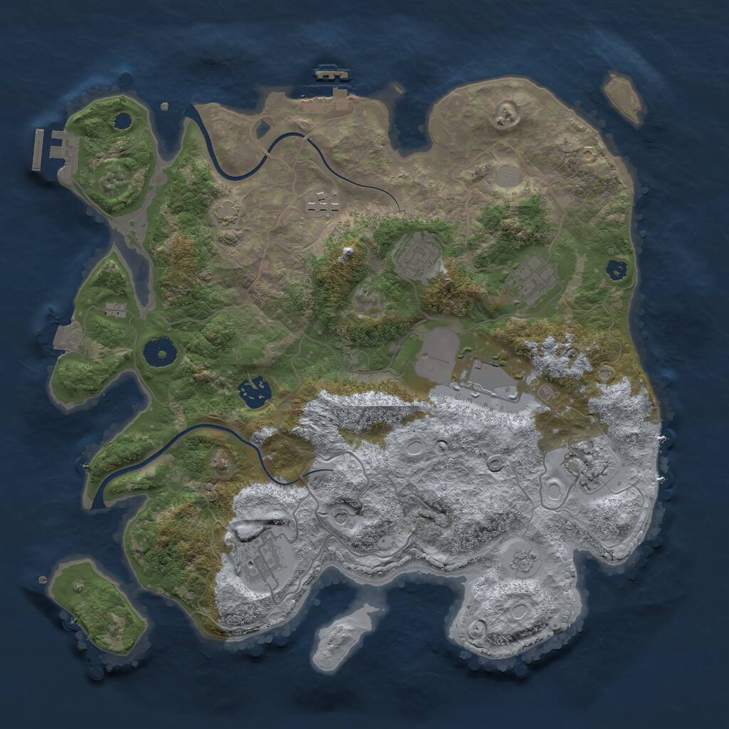 Rust Map: Procedural Map, Size: 3500, Seed: 543053, 13 Monuments