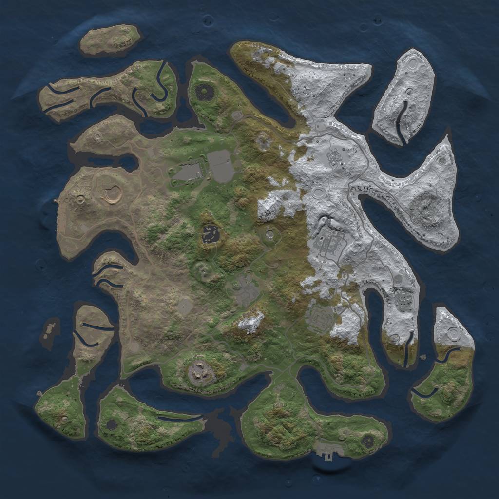 Rust Map: Procedural Map, Size: 4000, Seed: 2872645, 17 Monuments