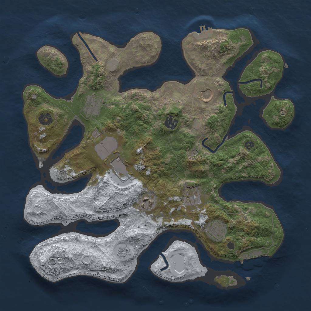 Rust Map: Procedural Map, Size: 3500, Seed: 879215, 16 Monuments
