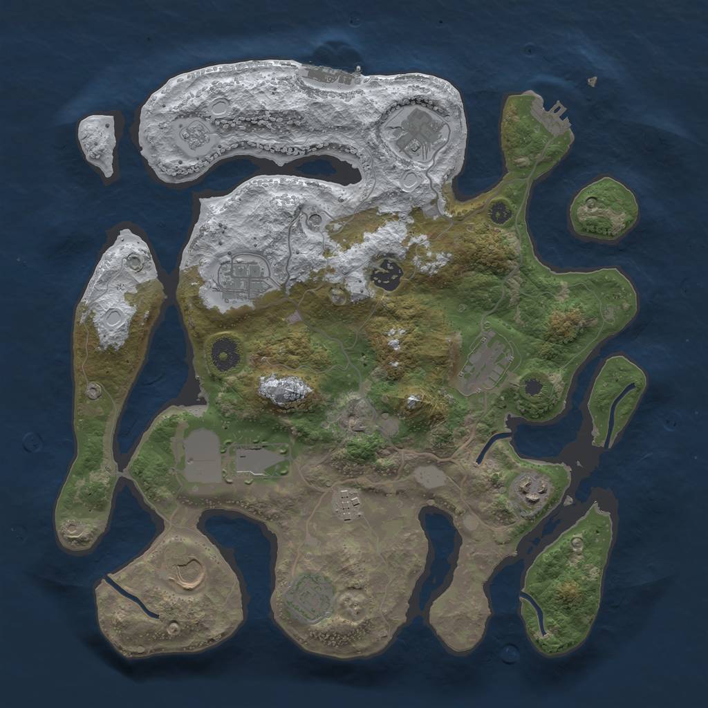 Rust Map: Procedural Map, Size: 3500, Seed: 3299743, 18 Monuments