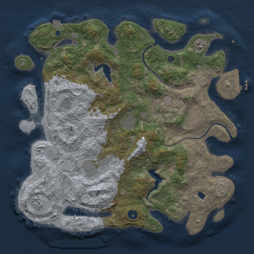 Rust Map: Procedural Map, Size: 4000, Seed: 4663538, 12 Monuments