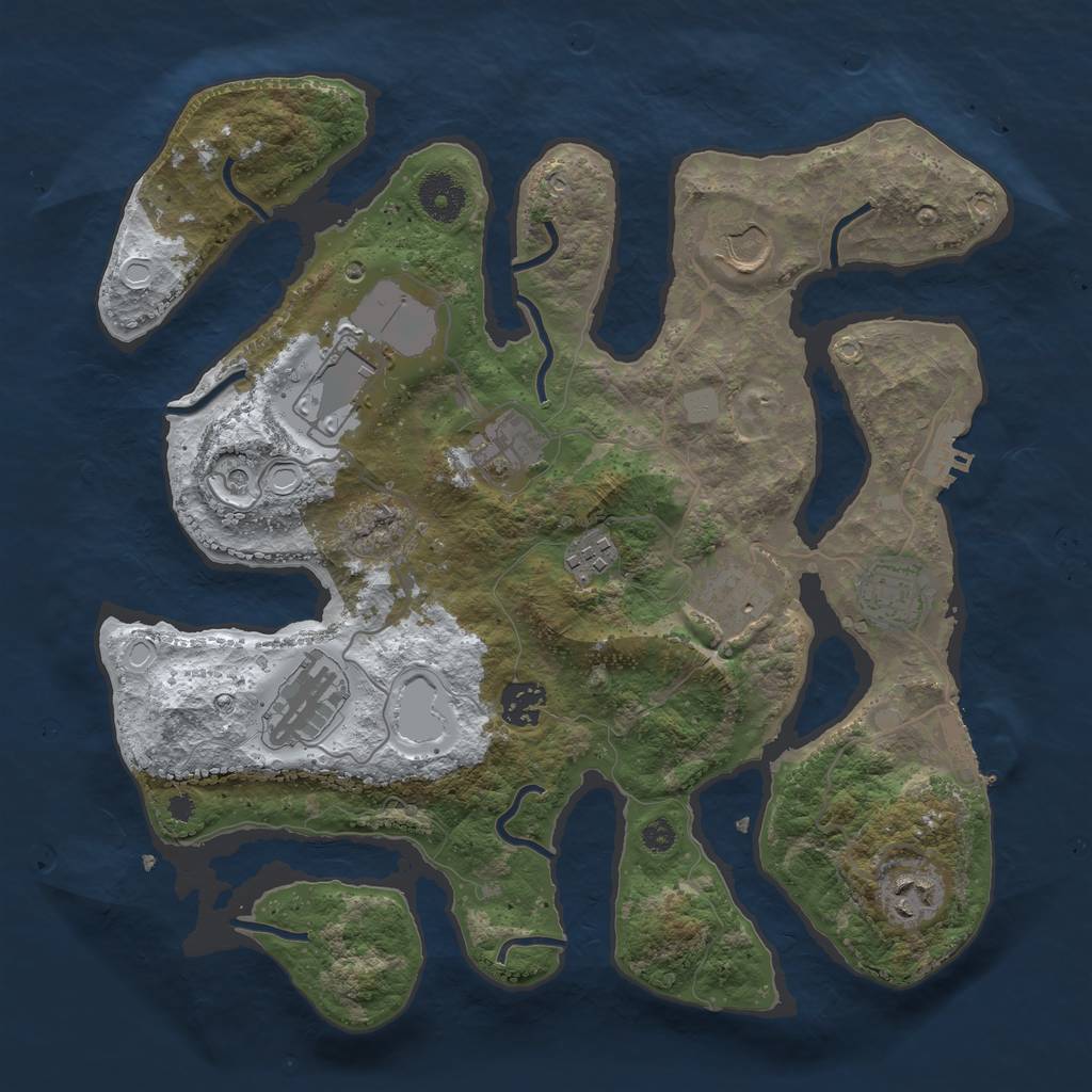 Rust Map: Procedural Map, Size: 3500, Seed: 6007527, 17 Monuments