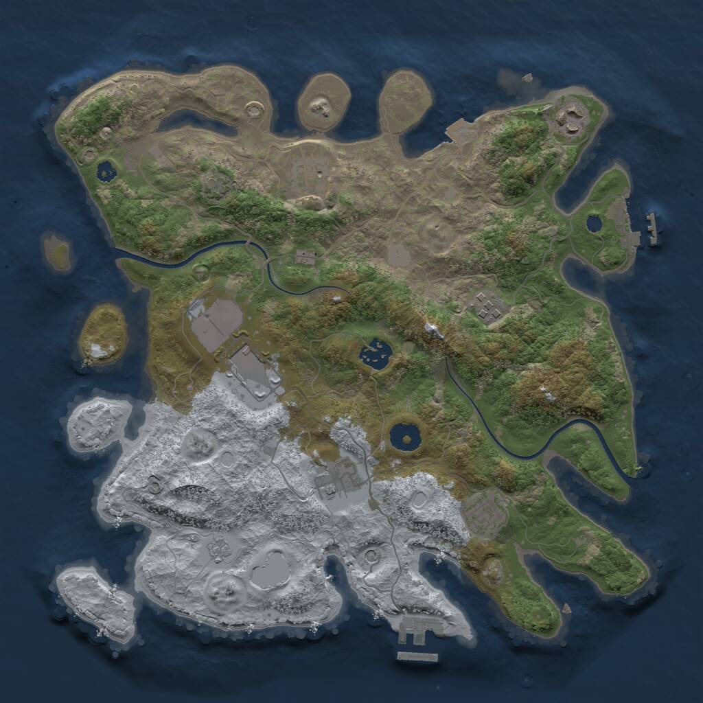 Rust Map: Procedural Map, Size: 3500, Seed: 4943238, 13 Monuments