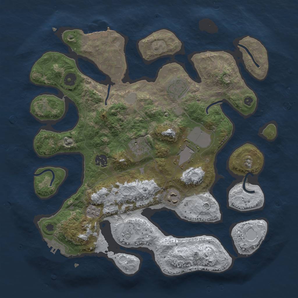 Rust Map: Procedural Map, Size: 3500, Seed: 939321, 14 Monuments