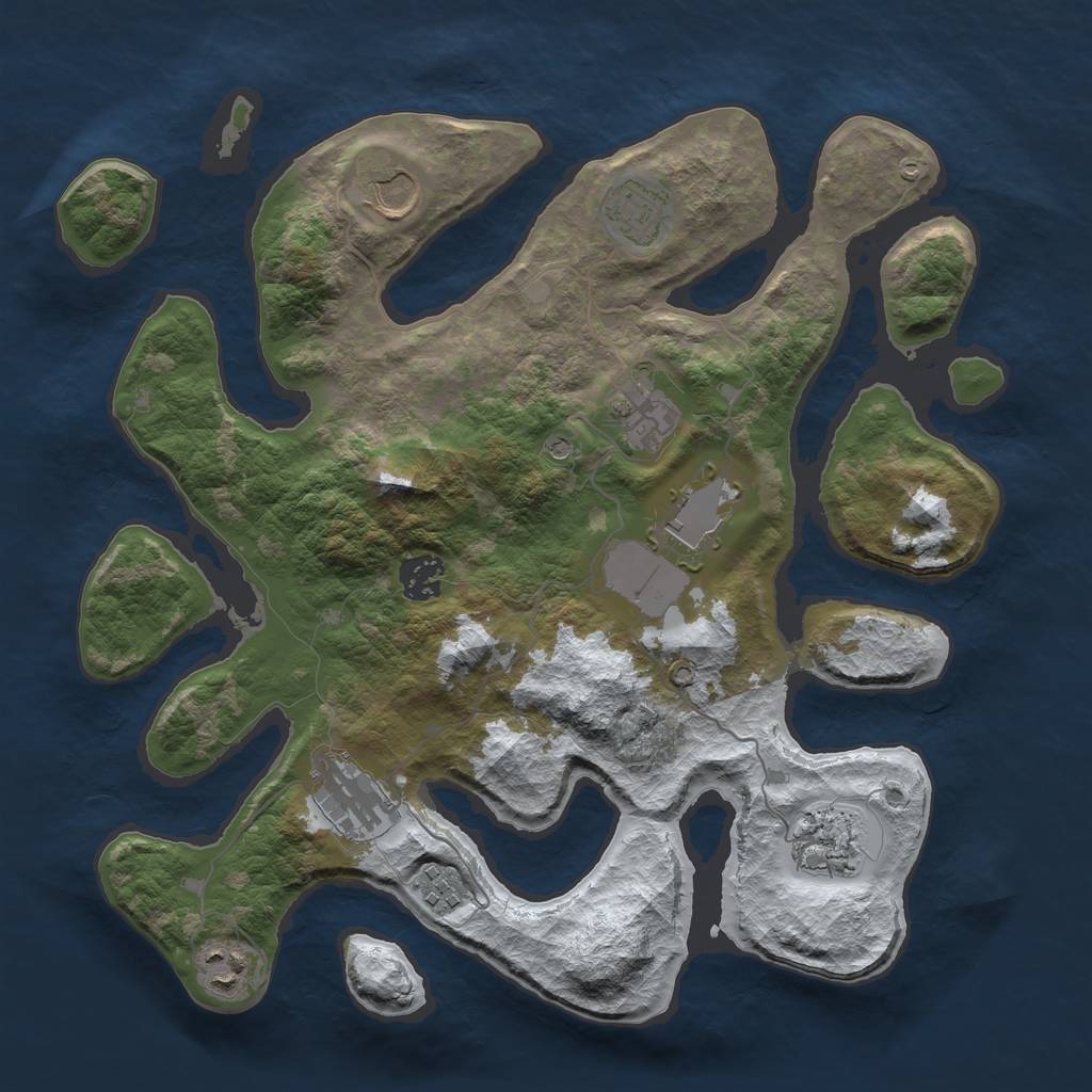 Rust Map: Barren, Size: 3500, Seed: 1518048, 12 Monuments