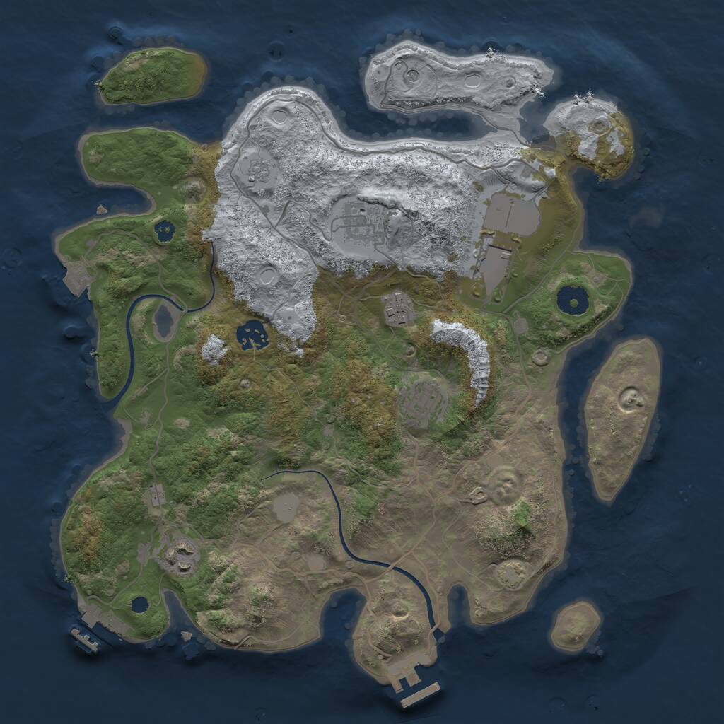 Rust Map: Procedural Map, Size: 3500, Seed: 2883025, 12 Monuments