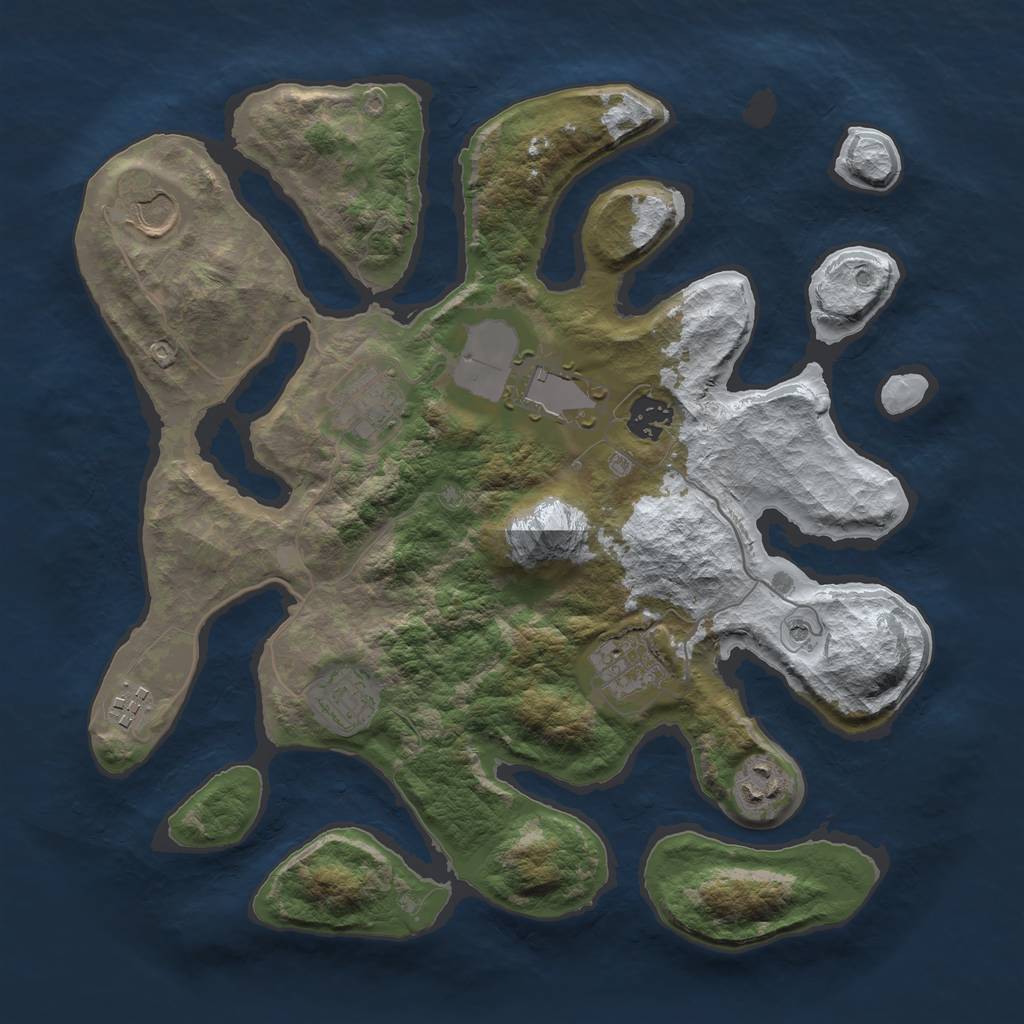 Rust Map: Barren, Size: 3500, Seed: 2257086, 11 Monuments