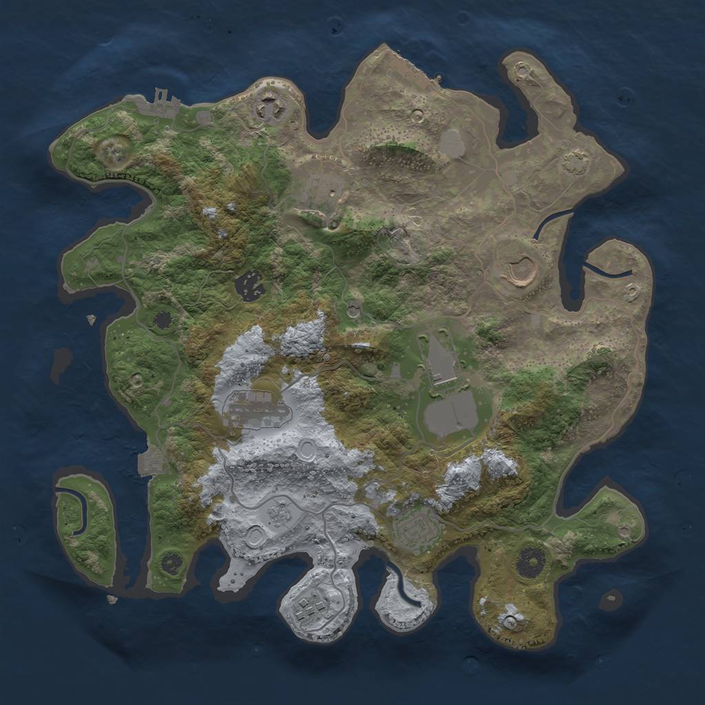 Rust Map: Procedural Map, Size: 3500, Seed: 713484, 16 Monuments