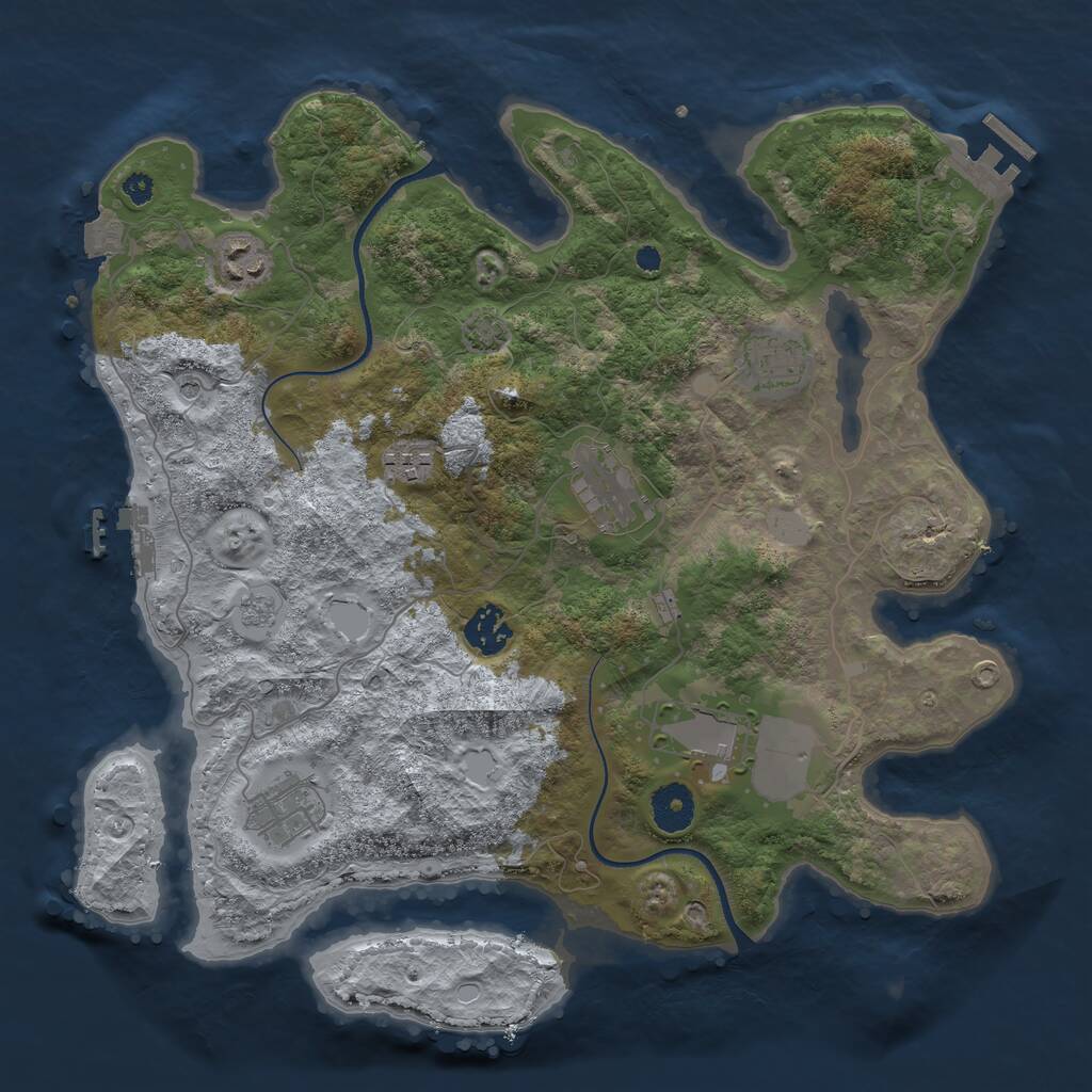 Rust Map: Procedural Map, Size: 3550, Seed: 353851, 13 Monuments