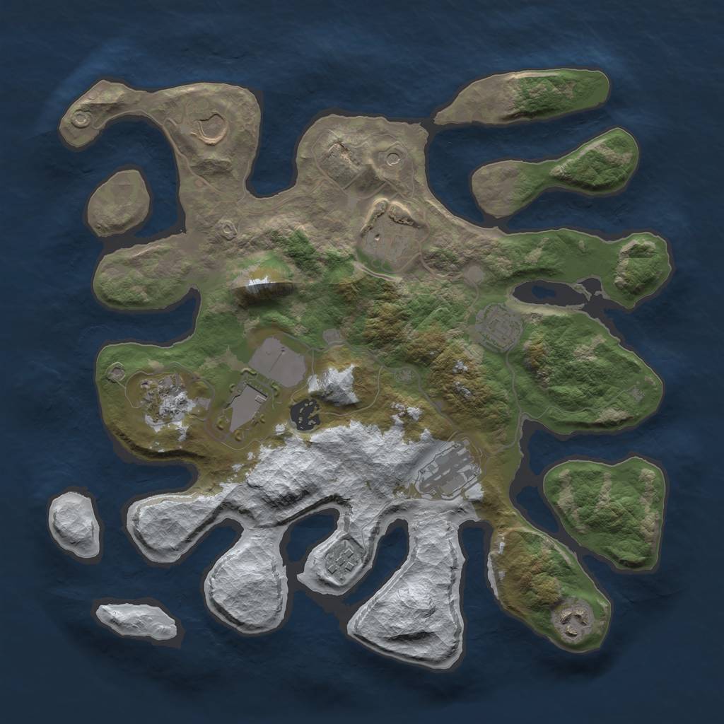 Rust Map: Barren, Size: 3500, Seed: 6038849, 12 Monuments
