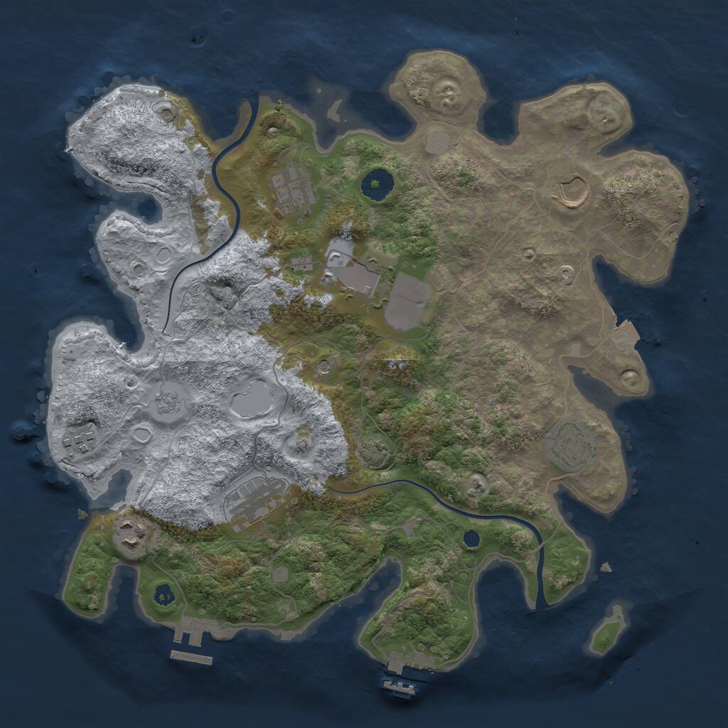 Rust Map: Procedural Map, Size: 3500, Seed: 1433009, 13 Monuments