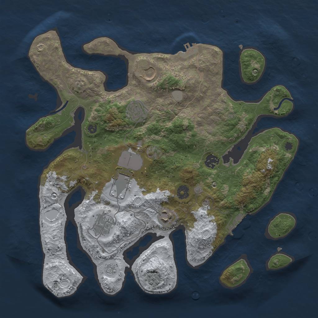 Rust Map: Procedural Map, Size: 3500, Seed: 756682, 16 Monuments