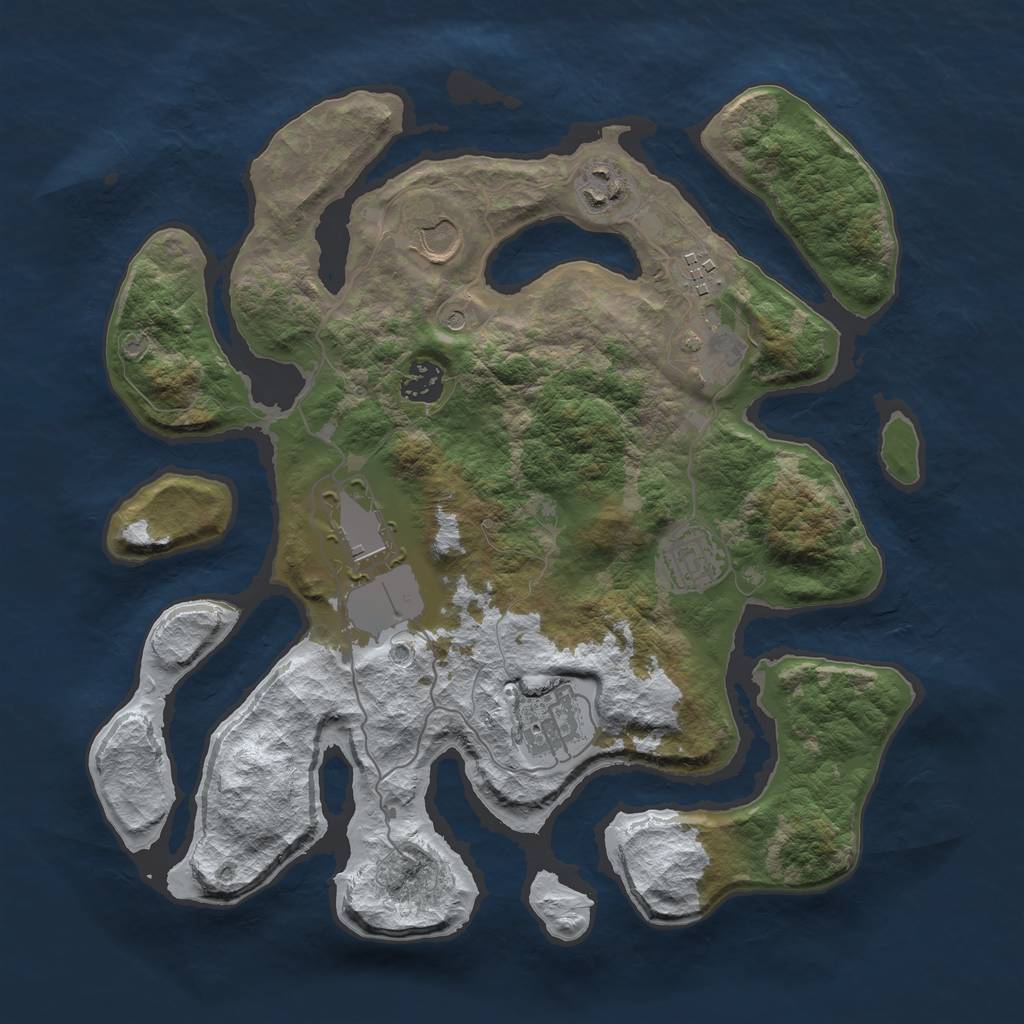 Rust Map: Barren, Size: 3500, Seed: 660977, 11 Monuments