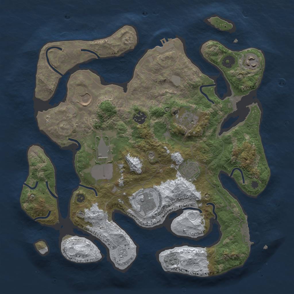 Rust Map: Procedural Map, Size: 3500, Seed: 1582885, 17 Monuments