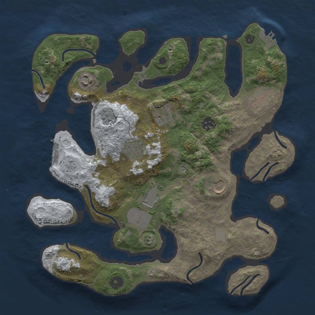 Rust Map: Procedural Map, Size: 3500, Seed: 2144898, 17 Monuments