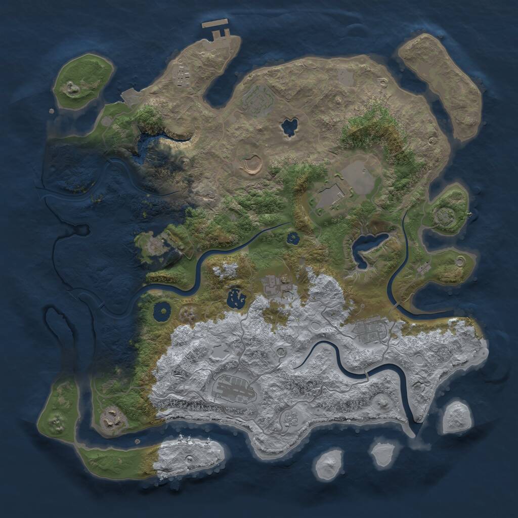 Rust Map: Procedural Map, Size: 4000, Seed: 3588964, 15 Monuments